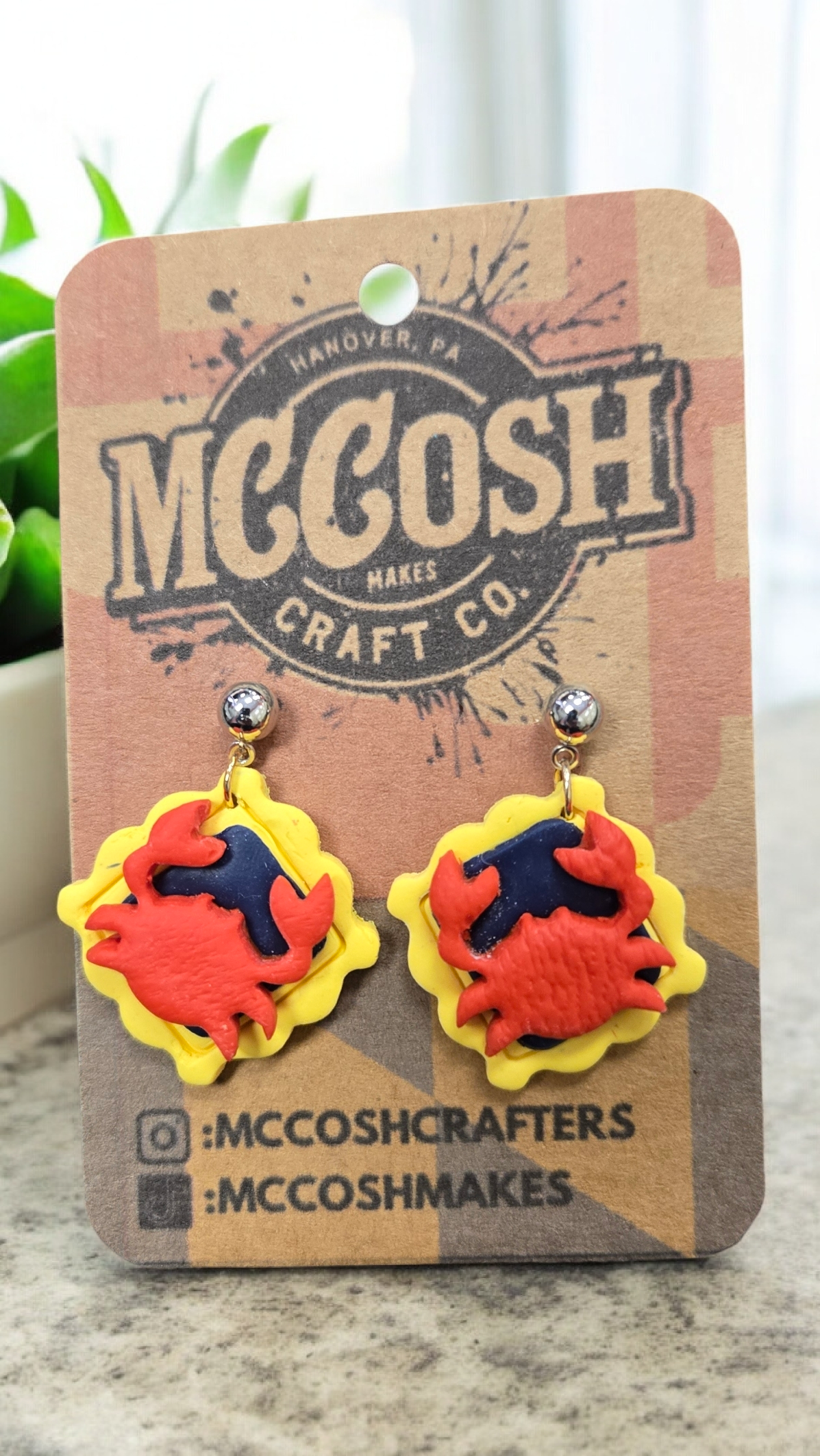 Old Bay Crab Earrings - Saltwater Stories Collection